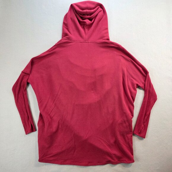 Athleta Decadent Red Purana Wrap Sweatshirt Cardigan Hoodie Soft Stretch Yoga Lg - Picture 4 of 13